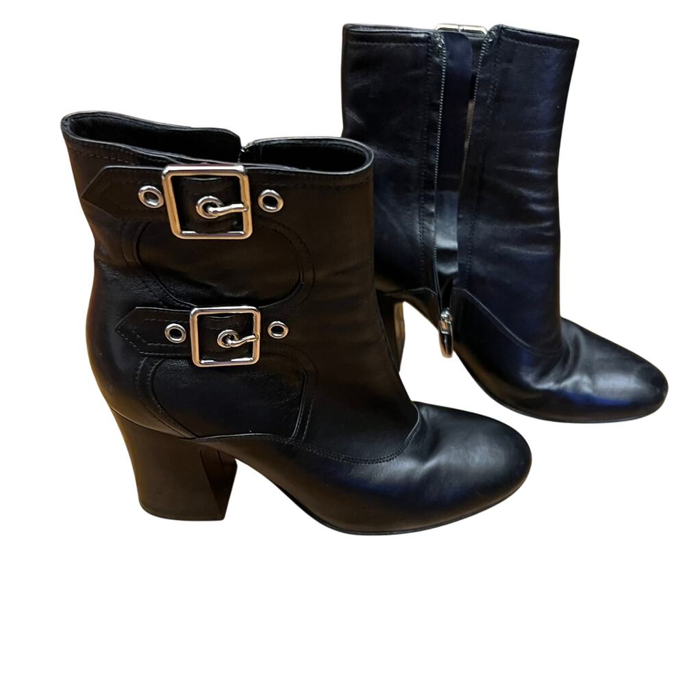 Gianvito Rossi Women's Black Leather Buckle Ankle Boots 3.5" Heel Size 36 EU